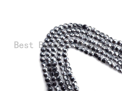 Natural Tera Hertz Checker Board Cut Coin Shape beads, 4mmTu