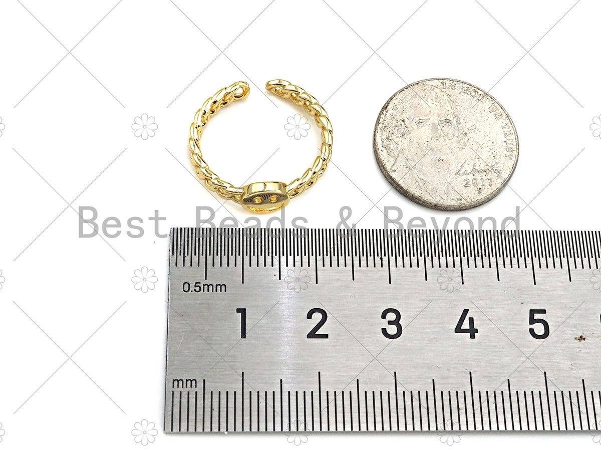 Gold Cute Smiley Face Adjustable Ring,Sku#LD127