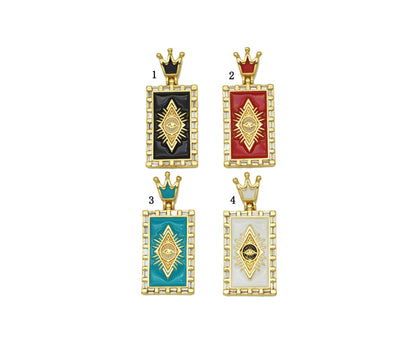 CZ Enamel Evil Eye Pendant, Sku#JL75