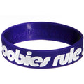 Dark Purple White Black Boobies Rule Awareness for Breast Cancer Bracelet