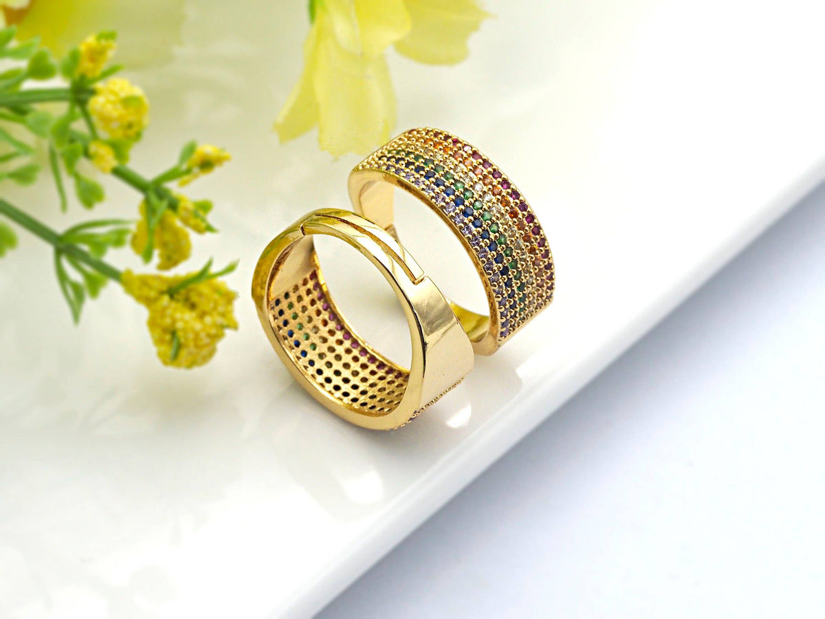 Colorful CZ Band Ring,Sku#X16