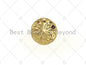 CZ Micro Pave Black CZ Square Pattern On Round Coin Shape Pendant, Dainty Gold Medallion Pendant,17mm, Sku#LK24