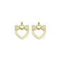 Gold CZ Bow Heart Pearl Around Charm, Sku#LK882