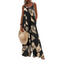 Womens Printed Sleeveless Loose Casual Wide-Leg Pants