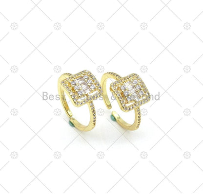 Big CZ Fancy Square Shape Adjustable Ring, Sku#LD169