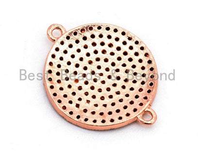 Black CZ Micro Pave Round Disc Connector, Cubic Zirconia Space Connector, Bracelet Necklace Findings, 16x19mm, 1pc,SKU#A85