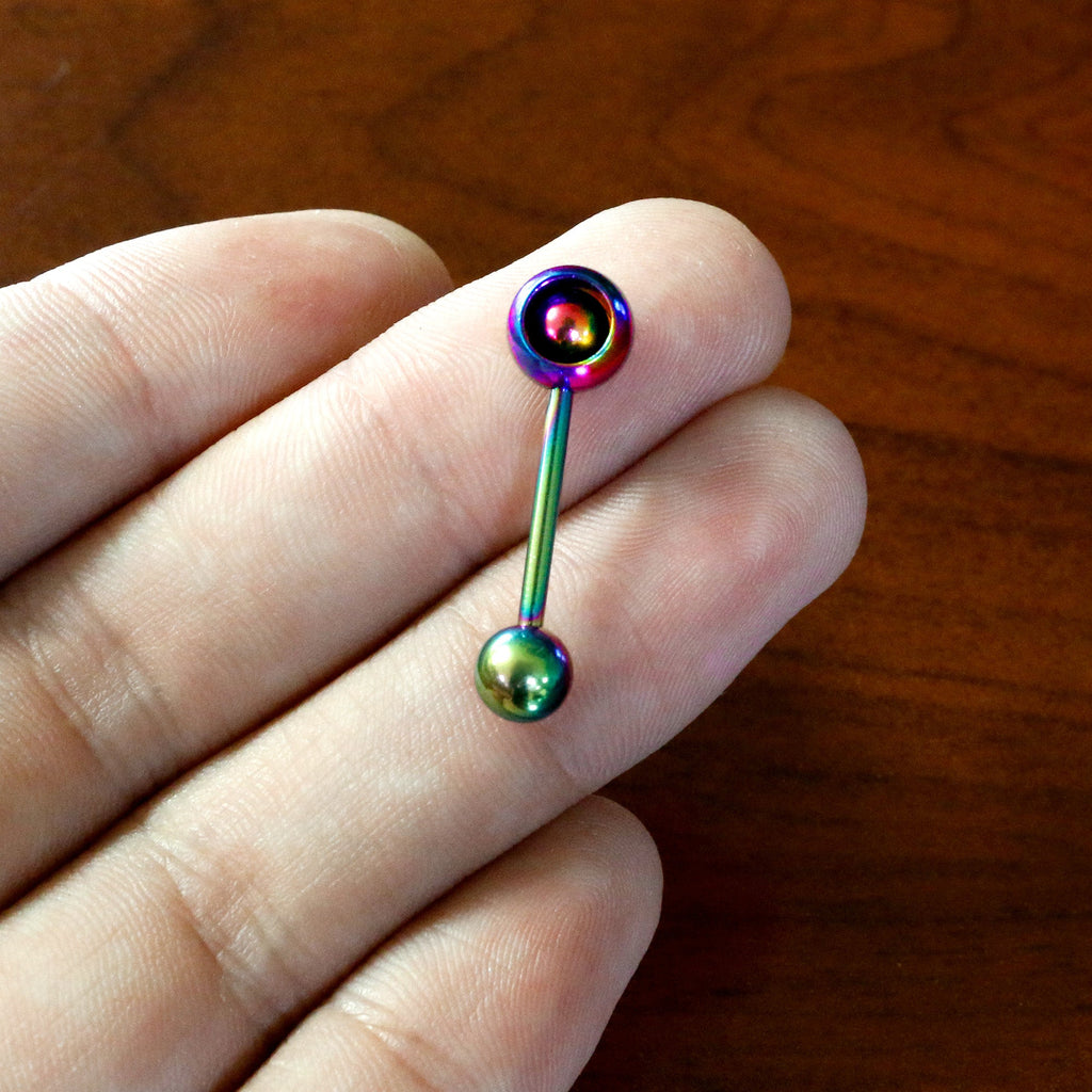Rainbow Titanium Orbital Barbell Tongue Ring