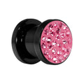 0G Pink Ferido Crystal Acrylic Screw Fit Tunnel