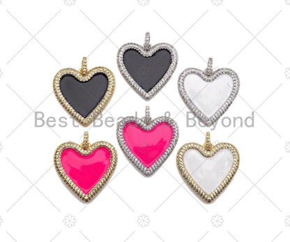 Black White Red Enamel Heart with CZ Micro Pave SKU#L326