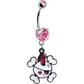 Pink Mohawk Skull Belly Ring