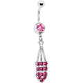 Pink Jeweled Arrow Heart Belly Ring