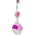 Pink Gem Butterfly Cupcake Belly Ring