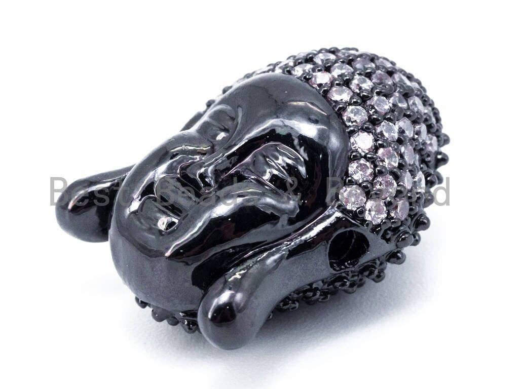 CZ Micro Pave Buddha Head Beads, Cubic Zirconia Pave Charm, Buddha Head Space Beads, 18x14mm, sku#C49