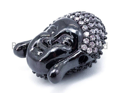 CZ Micro Pave Buddha Head Beads, Cubic Zirconia Pave Charm, Buddha Head Space Beads, 18x14mm, sku#C49