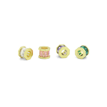 Baguette Colorful CZ Big hole Tube Spacer Beads,Sku#LD745