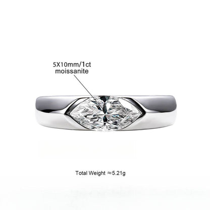 S925 18k Marquise Moissanite Wedding Engagement Ring, 5*10mm 1ct VVS D-Gragde Certified