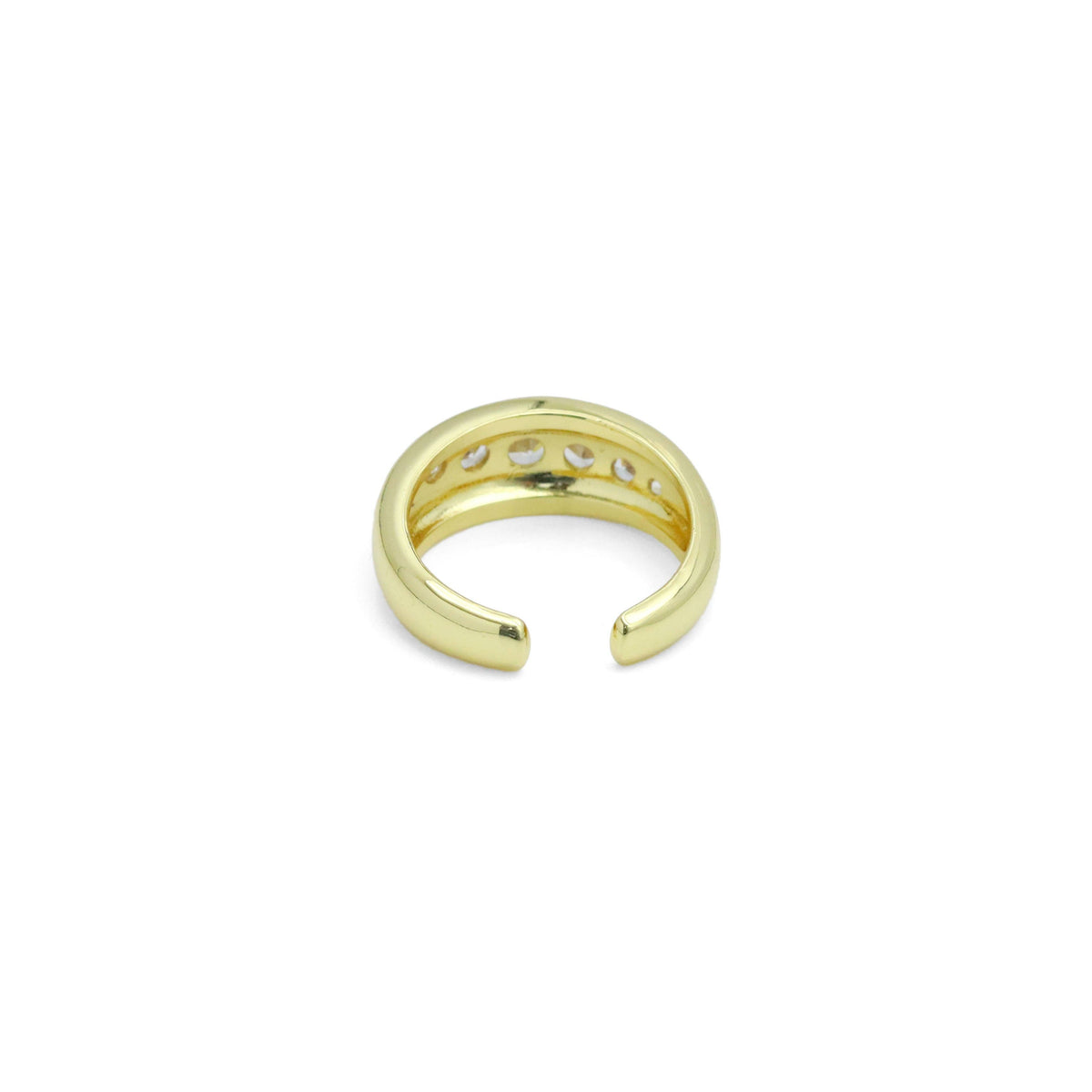 Gold Silver Swirled Diamond CZ Adjustable Ring, Sku#A342