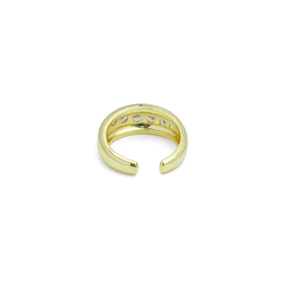 Gold Silver Swirled Diamond CZ Adjustable Ring, Sku#A342