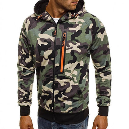 Men's Casual Hooded Zip-Up Sweatshirt Jacket