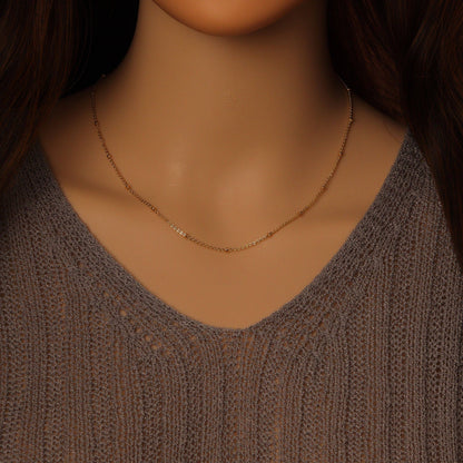 Gold Silver Rolo Link Dainty Ball Necklace, Sku#LD507