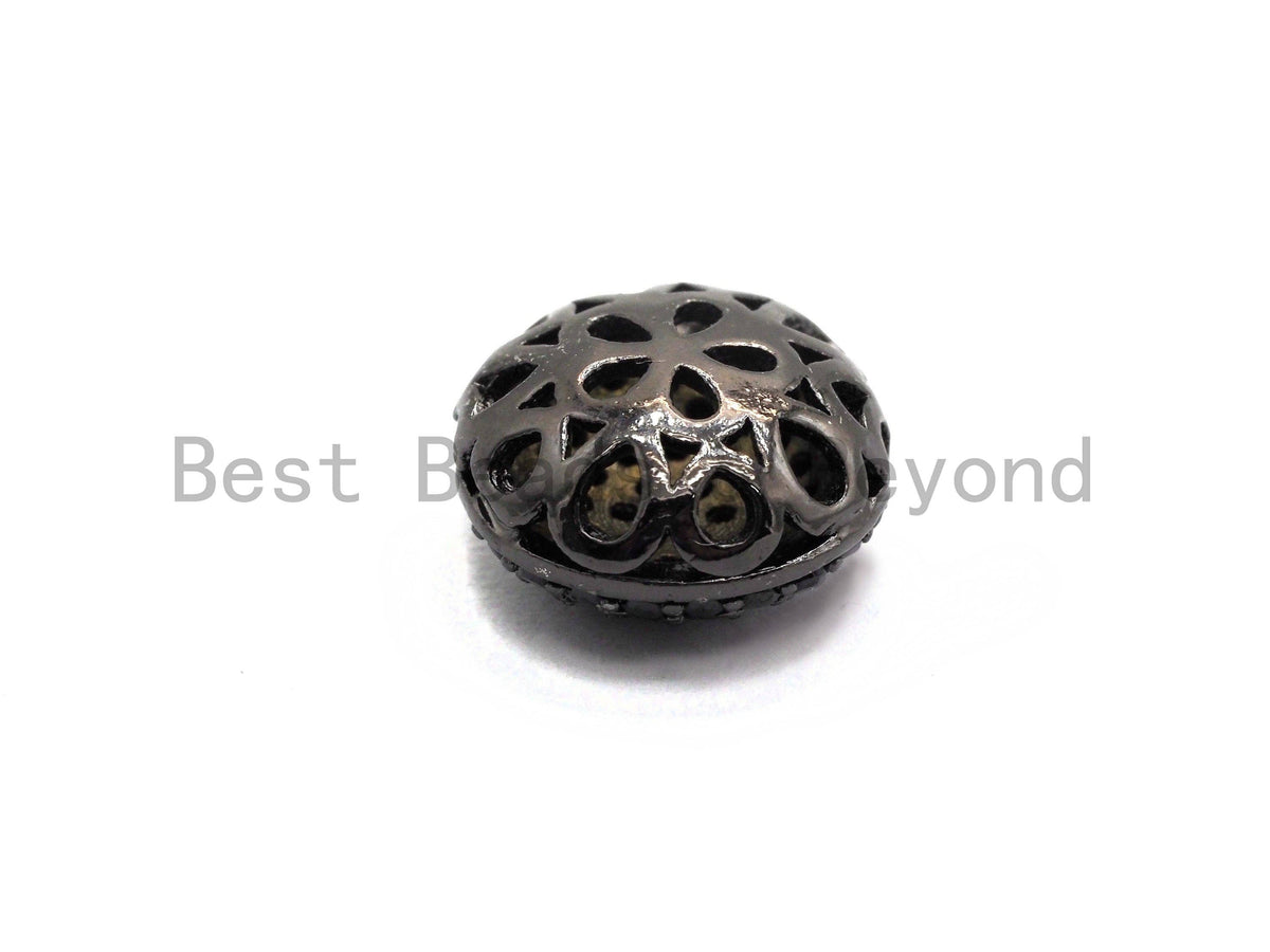 Black CZ Pave On Black Micro Pave Button Round Spacer Beads for Bracelet/Necklace, Spacer Beads, 11mm, sku#C98
