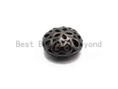 Black CZ Pave On Black Micro Pave Button Round Spacer Beads for Bracelet/Necklace, Spacer Beads, 11mm, sku#C98