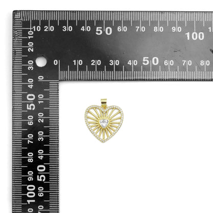 CZ Triangle Center Heart Charm, Sku#LK934