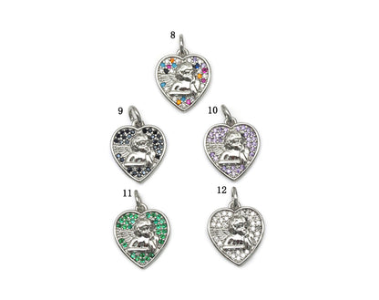 CZ Angel Heart Charm, Sku#B156