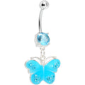 Blue Gem Shiny Wing Butterfly Belly Ring