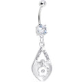 Clear Gem Heart Flower Belly Ring