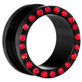 18mm Black Anodized Titanium Red Gem Screw Fit Tunnel