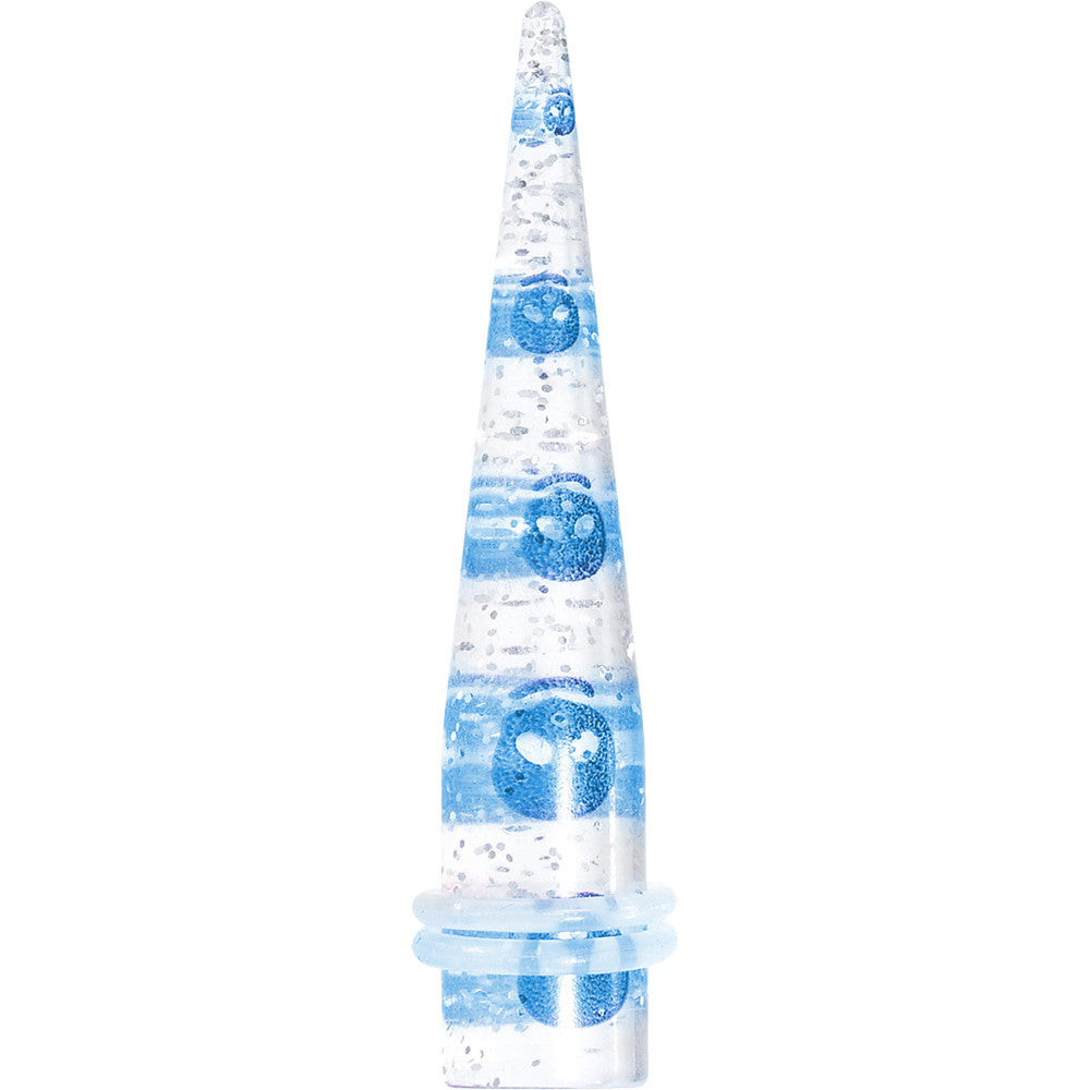 0G Clear Acrylic Glitter Blue Skull Confetti Taper