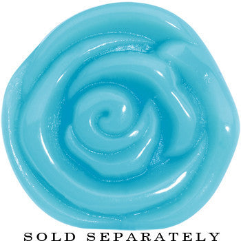 20mm Blue Rose Flower Acrylic Saddle Plug