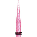 0G Pink Acrylic Silver Glitter Taper