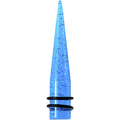 1/2 Blue Acrylic Silver Glitter Taper