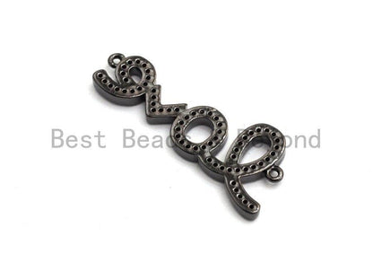 Rainbow CZ Micro Pave Love Letter Connector, Cubic Zirconia Love Pave Connector, Pave Connector, 12x34mm,sku# E420C