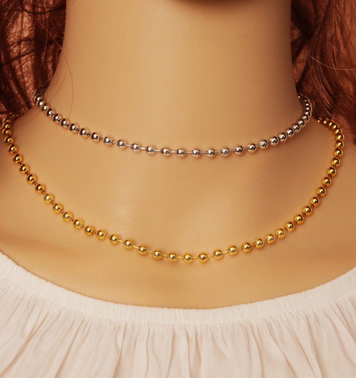 Plain Gold Silver ball chain by yard, sku#LD360