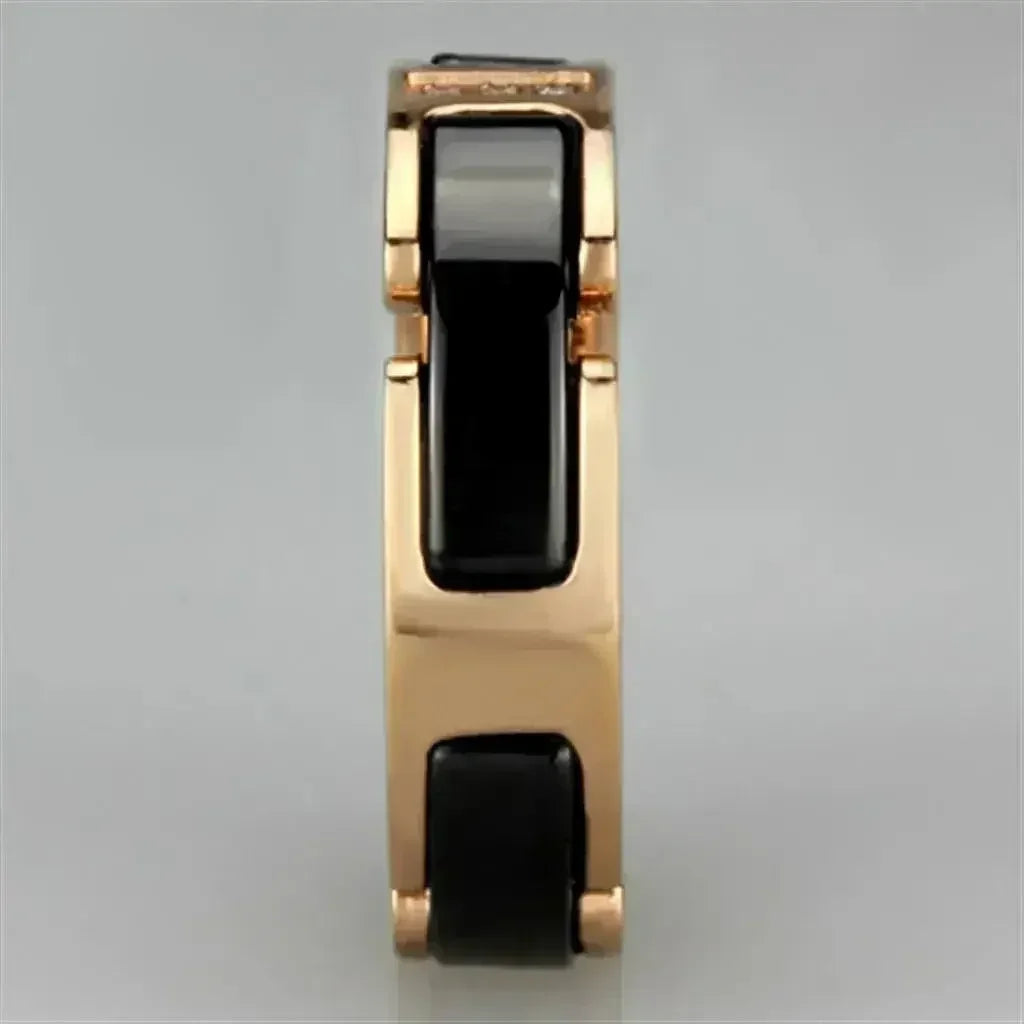 3W964 IP Rose Gold Stainless Steel Ring – Jet Black Ceramic