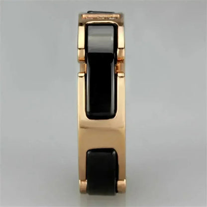 3W964 IP Rose Gold Stainless Steel Ring – Jet Black Ceramic