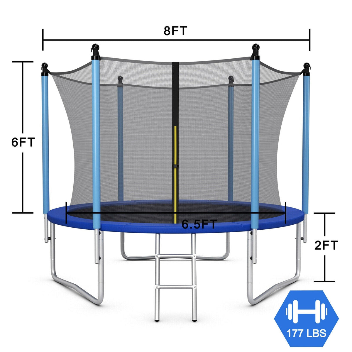 Outdoor Trampoline with Safety Closure Net-8 ft
