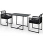 3 Pieces Outdoor Dining Set with Folding Backrest and Seat Cushions-Black