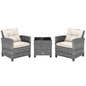 3 Pieces Outdoor Wicker Conversation Set with Tempered Glass Tabletop