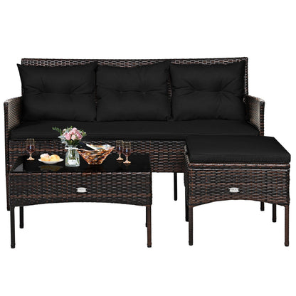 3 Pieces Patio Furniture Sectional Set with 5 Cozy
