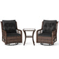 3 Pieces Patio Furniture Set PE Wicker Swivel Glider Chairs with 2-Tier Side Table and Cushions