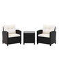 3 Pieces Patio Furniture Set with Tempered Glass Coffee Table