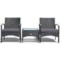 3 Pieces Patio Wicker Rattan Furniture Set with Cushion for Lawn Backyard