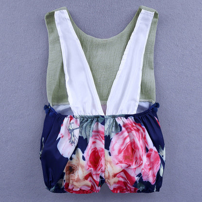 Baby Romper Floral Tassels Sleeveless Backless Jumpsuit for Newborn Baby Girl