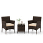 3 Pieces Outdoor Conversation Set with Cushioned Seat and Glass Tabletop