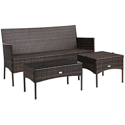 3 Pieces Patio Furniture Sectional Set with 5 Cozy