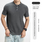 Mens Light-Luxury Rib-Knit Polo Shirt